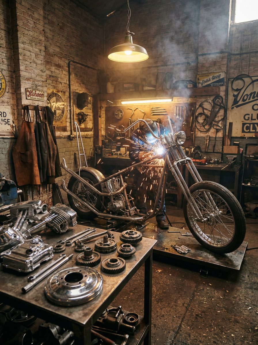 91改装视频-复古机车焊接